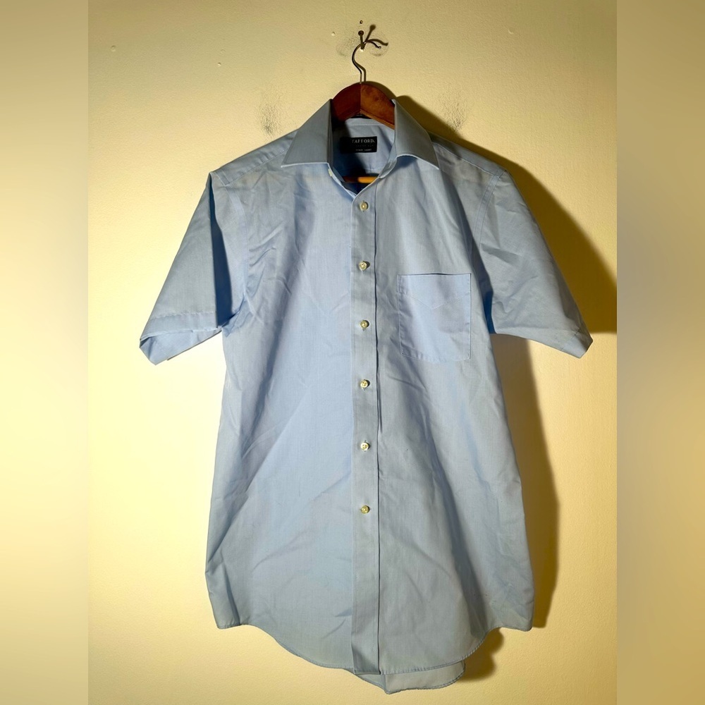 Stafford Blue Casual Button Down Shirt Short Sleeve